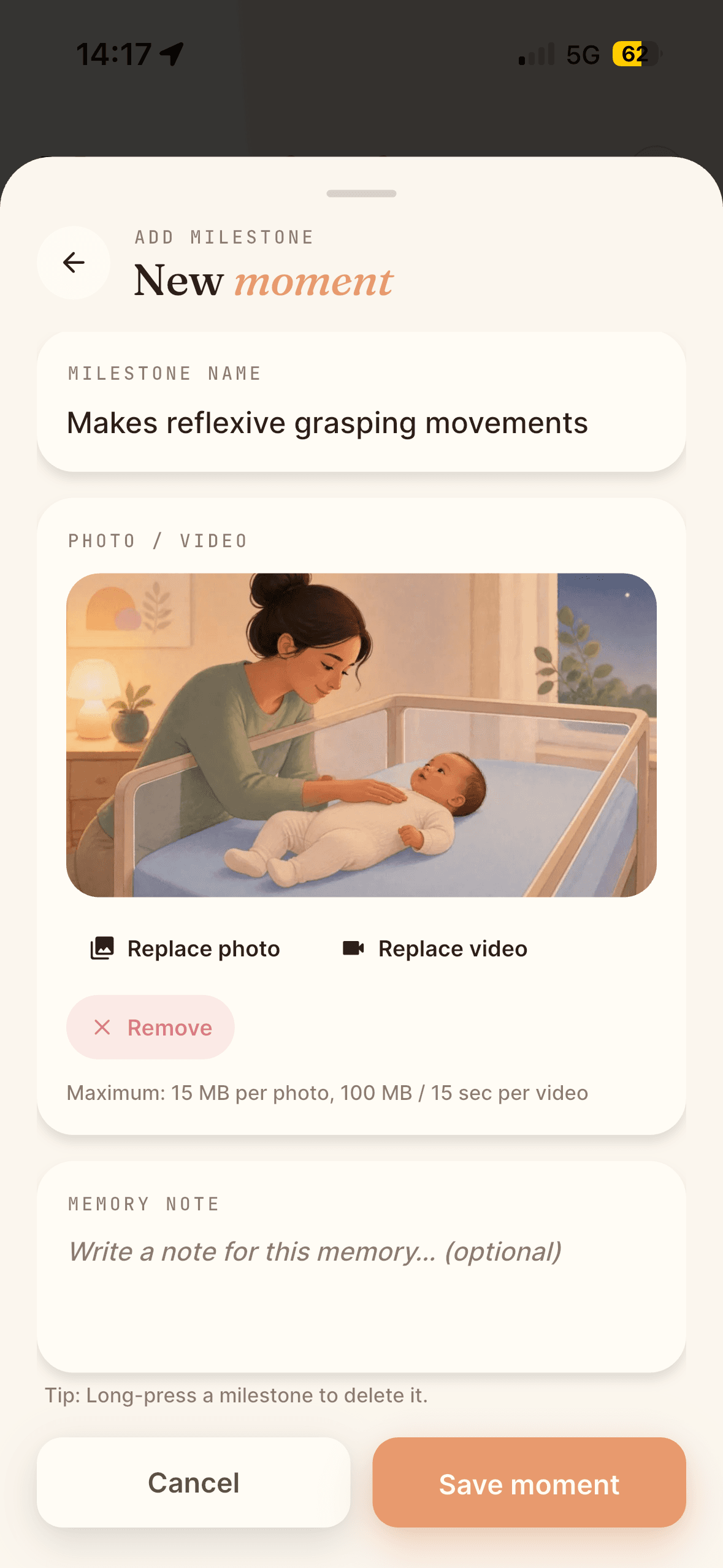 Parentra new milestone editor