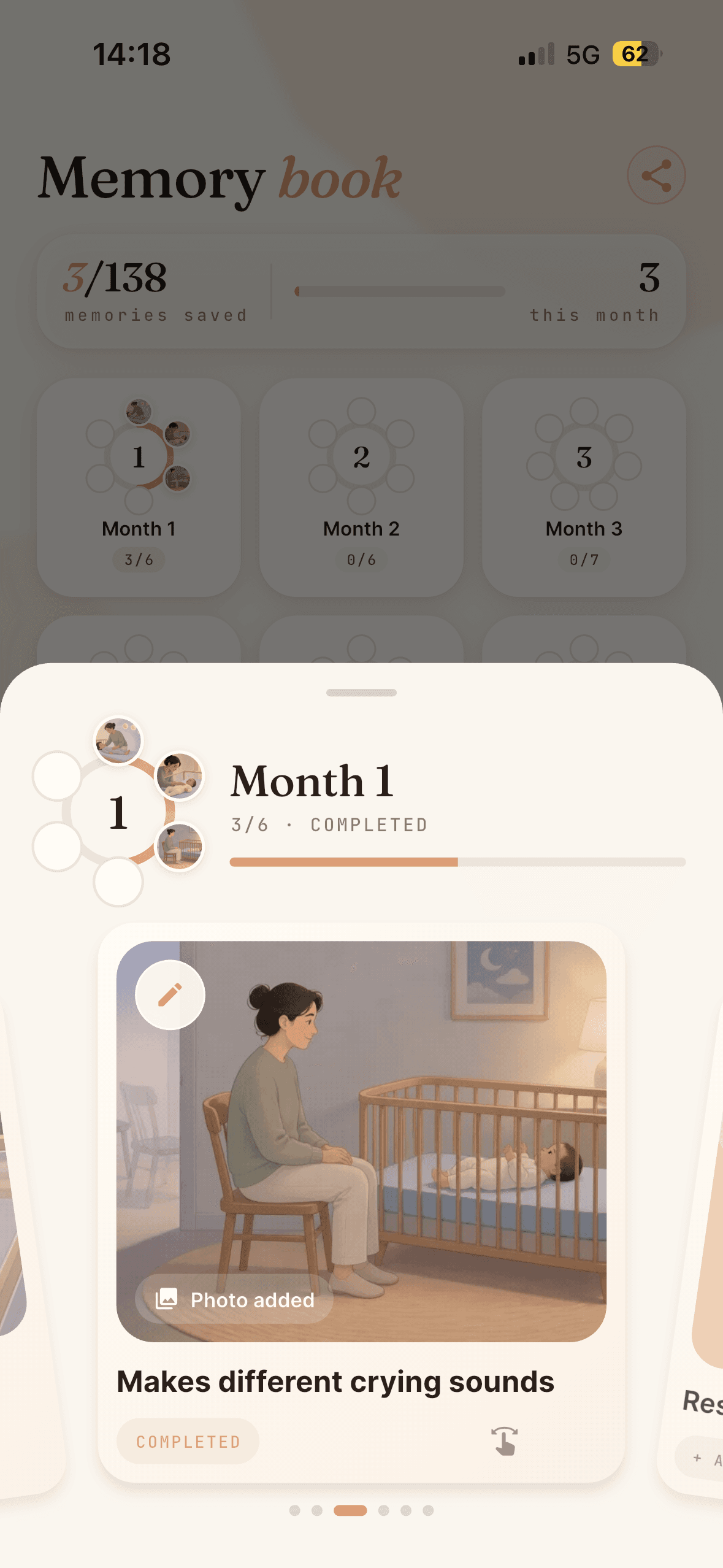 Parentra Memory Book milestone carousel